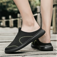 Модни летни мъже Небрежни обувки Дишащи мрежести плитки Носете леки ежедневни половин чехли, черно